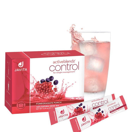 Javita Activeblendz Control Pomegranate Powder Drink - Instant Fruit Beverage Made from Grape & Pomegranate with Garcinia Cambogia & Gymnema Sylvestre for Weight Management & Appetite Control -24 Serv