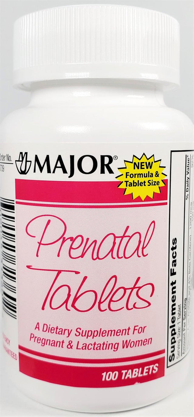 Major Prenatal Vitamins, Dietary Supplement, Bottle of 100 Tablets