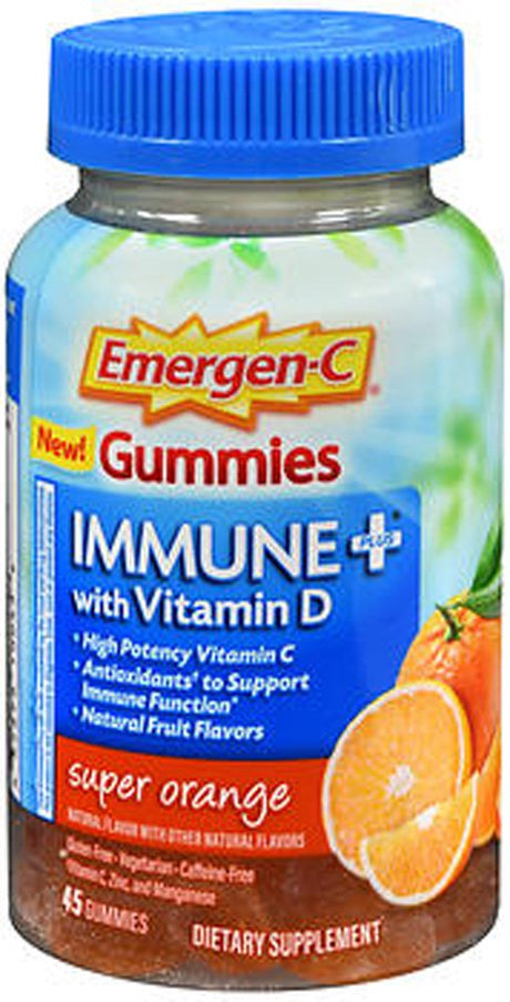 Emergen-C Immune plus with Vitamin D Gummies Super Orange - 45 Gummies