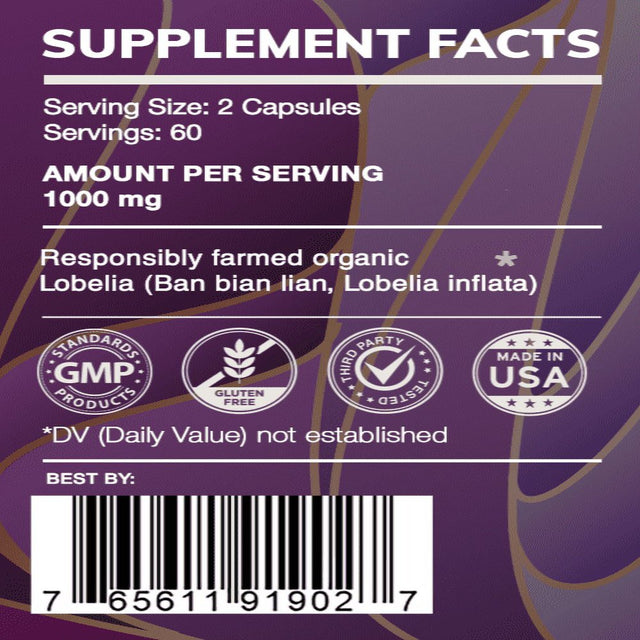 Earth'S Love Lobelia 120 Capsules, 500 Mg, Responsibly Farmed Organic Lobelia (Lobelia Inflata) Dried Herb