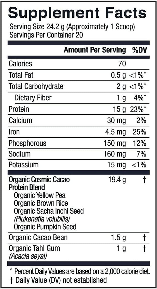 Live Conscious beyond Greens Concentrated Superfood Powder & Organic Pea Protein Powder - Cosmic Cacao Chocolate Flavor | Immune System Boost & Gut Health + Metabolism & Muscle Support