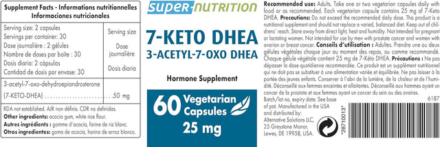 Supersmart - 7-Keto DHEA Supplement 25 Mg (7-OXO-DHEA) - Natural DHEA Metabolite - Weight Management | Clean Label | Non-Gmo & Gluten Free (1 Count (Pack of 60))