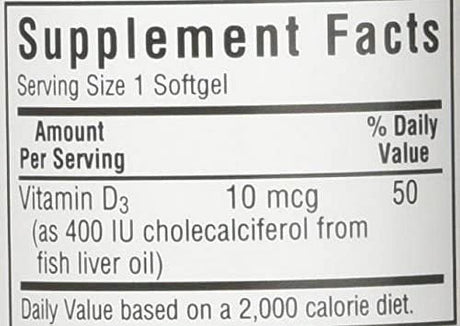 Bluebonnet Vitamin D3 400 Iu, 100 Ct