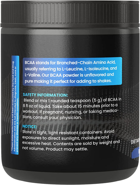 PURE ORIGINAL INGREDIENTS 2:1 BCAA Powder, 14.4 Oz, Unflavored, 272 Servings, Always Pure, No Additives or Fillers