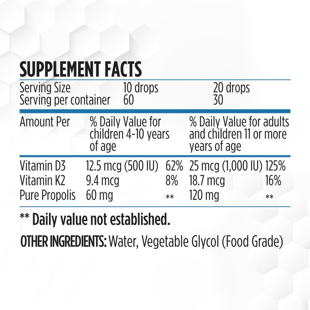 BEE and You 15% Pure Propolis Water Soluble Extract with Vitamins D3+K2 - High Potency - Natural Immune Support&Sore Throat Relief Antioxidants, Keto, Paleo, Gluten-Free, 1 Fl Oz