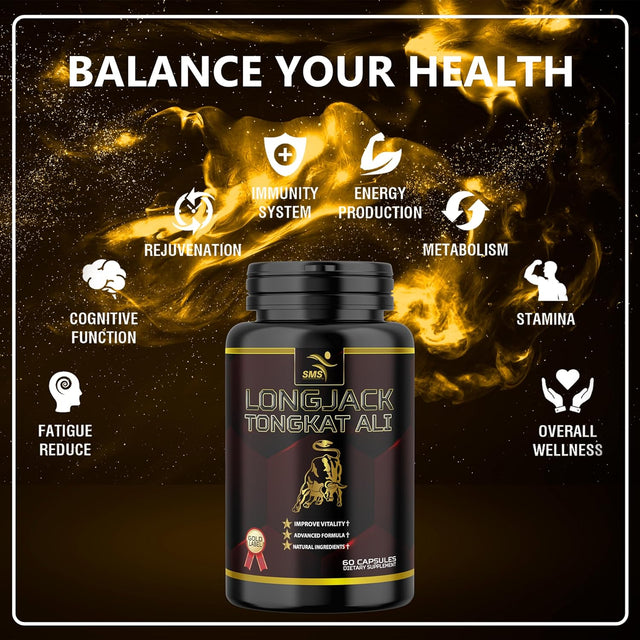 Tongkat Ali Root Extract - 200:1 Male Stamina and Vitality Pills- Potent Effective Natural, 60 Capsules (AKA Longjack, Eurycoma Longifolia, Malaysian Ginseng)