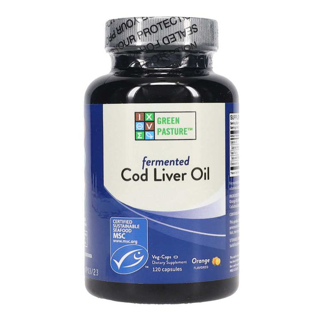 Blue Ice Fermented Cod Liver Oil, Orange, 120 Count