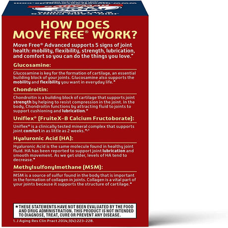 Move Free Advanced plus MSM, Joint Health Supplement with Glucosamine and Chondroitin 120 Ct (Pack of 6)