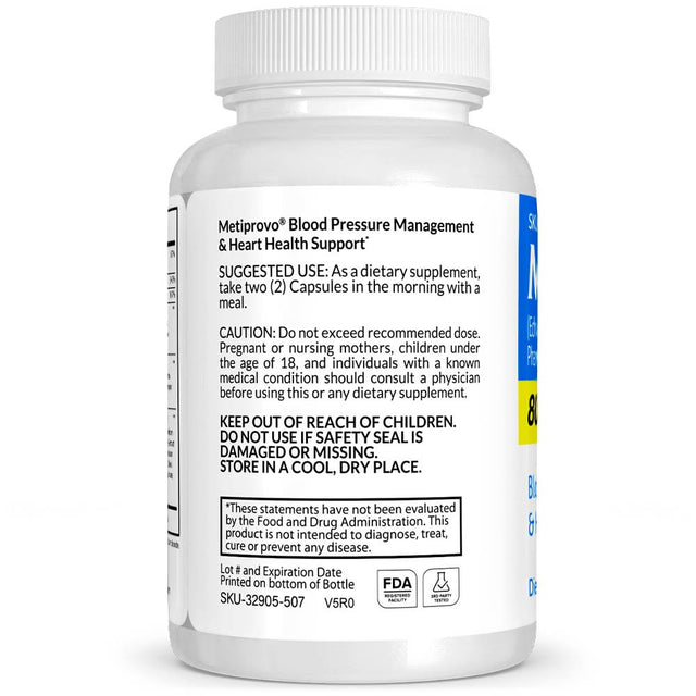 Metiprovo Pharmaceutical Grade OTC for Blood Pressure Management & Heart Health Support, Natural Alternative Metoprol, No Side Effects, Vitasource