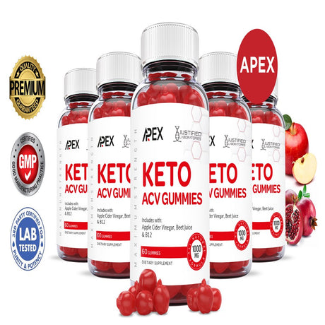 (5 Pack) Apex Keto ACV Gummies 1000MG Dietary Supplement 300 Gummys