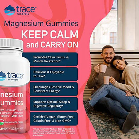 Magnesium Stress Relief Gummies (120 Ct) | Easy to Take Magnesium Citrate | Natural Calming Sleep Aid, Muscle Relaxer, Mood & Digestive Support Supplement | Great for Kids & Adults (Watermelon Flavor)