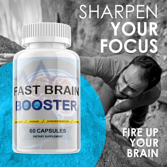 (5 Pack) Fast Brain Booster - Dietary Supplement for Focus, Memory, Clarity, & Energy - Advanced Cognitive Support Formula for Maximum Strength - 300 Capsules