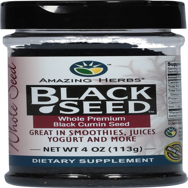 Amazing Herbs Black Whole Seed Jar, 4 Fluid Ounce