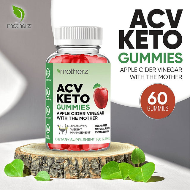 ACV Keto Gummies with Apple Cider Vinegar (With the Mother) - Sugar Free Keto ACV Gummies for Weight Management Fat Loss Cleanse & Detox – Natural Apple Flavor – Non-Gmo – Gluten-Free – Vegan