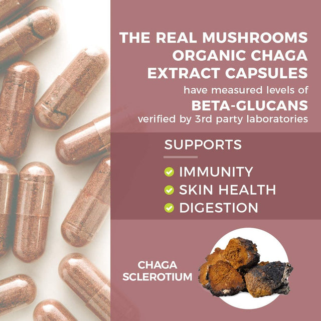 Real Mushrooms Chaga, Digestive Health, 120 Capsule