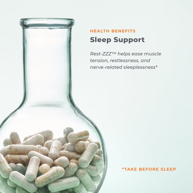 Lifeseasons - Rest-Zzz - Natural Sleep Supplement - Aids Restlessness - Maintain a Calm and Relaxed State without Feeling Groggy in the Morning - Low Dose Melatonin, Chamomile - 120 Capsules