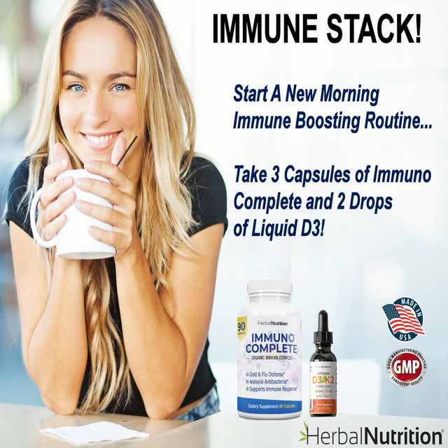 Immune Boosting Combo - D3 Liquid Drops plus Immuno Complete Multi-Ingredient Capsules