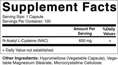 Vitamatic NAC N Acetyl L-Cysteine 600 Mg 120 Veg Capsules