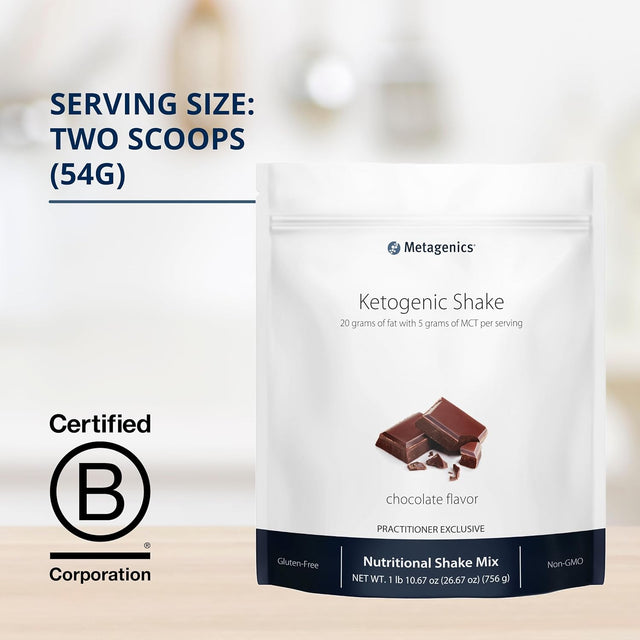 Metagenics Ketogenic Shake - 20 Grams of Fat with 18 Grams of Protein and 5 Grams of MCT per Serving - Chocolate, 14 Servings