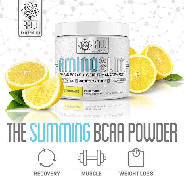 Amino Slim - Slimming BCAA Weight Loss Drink for Women, Vegan Amino Acids & L-Glutamine Powder for Post Workout Recovery & Fat Burning | Daily Appetite Suppressant, Metabolism Booster & Stress Relief