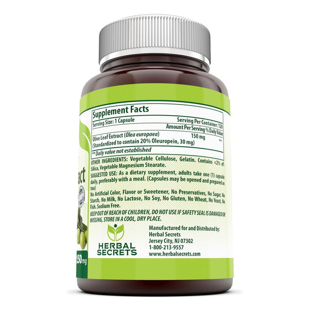 Herbal Secrets Olive Leaf Extract 150 Mg 120 Caps-Supports Healthy Ageing* Supports Immune Function*