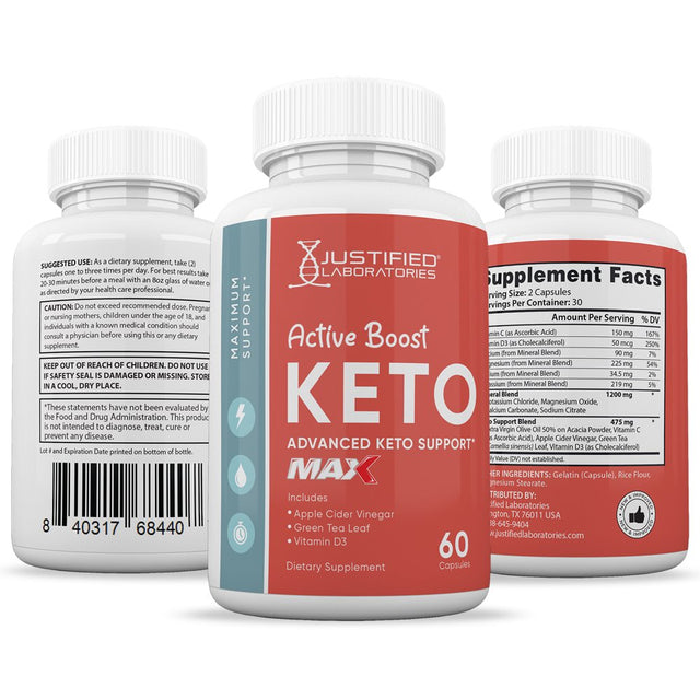 (2 Pack) Active Activ Boost Keto ACV MAX Pills 1675Mg Alternative to Gummies Dietary Supplement 120 Capsules