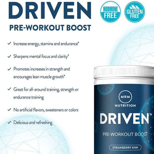 MRM Nutrition DRIVEN, Pre-Workout Boost, Strawberry Kiwi, 12.3 Oz (350 G)