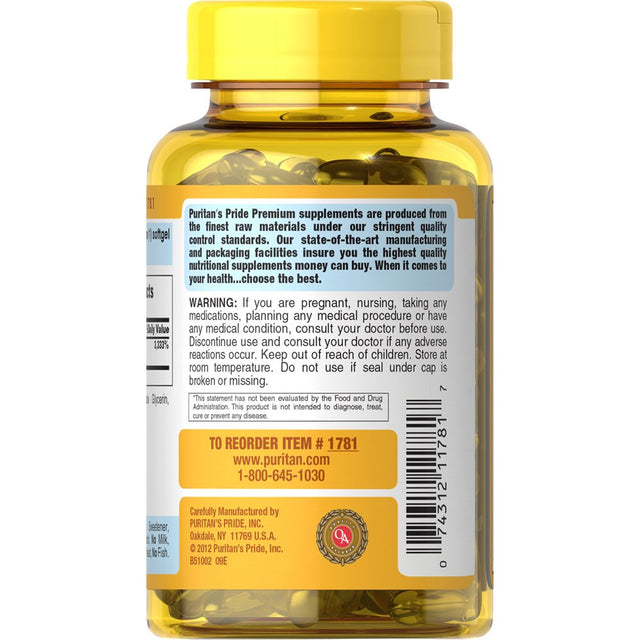 Puritan'S Pride Vitamin E 1000 IU Softgels, 100 Rapid Release Softgels