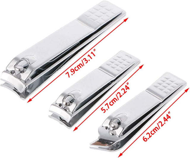 3Pieces Nail Toe Clipper Cutter Trimmer Scissor Manicure Pedicure Stainless Steel