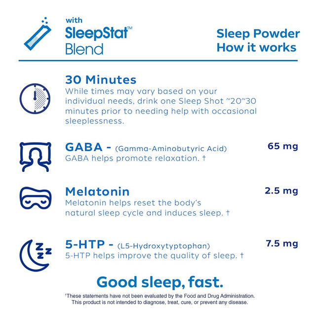 Dream Water Sleep Aid Snoozeberry Powder Packet W/ 5Mg Melatonin, GABA, 5-HTP, 60-Count