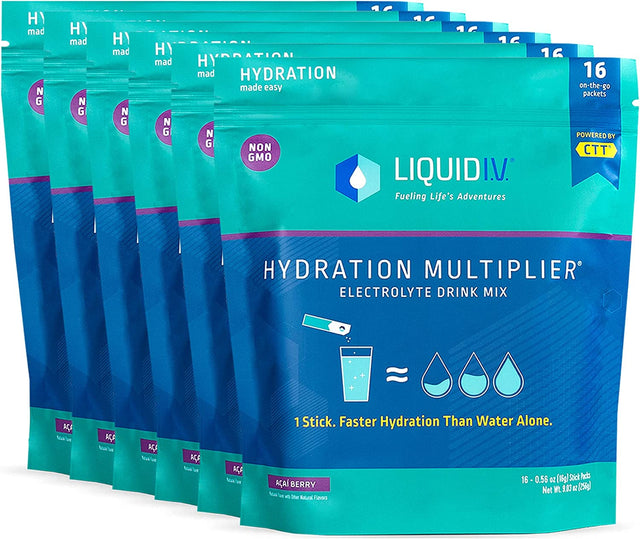 Liquid I.V. Hydration Multiplier - Acai Berry - Hydration Powder Packets | Electrolyte Drink Mix | Easy Open Single-Serving Stick | Non-Gmo | 96 Sticks