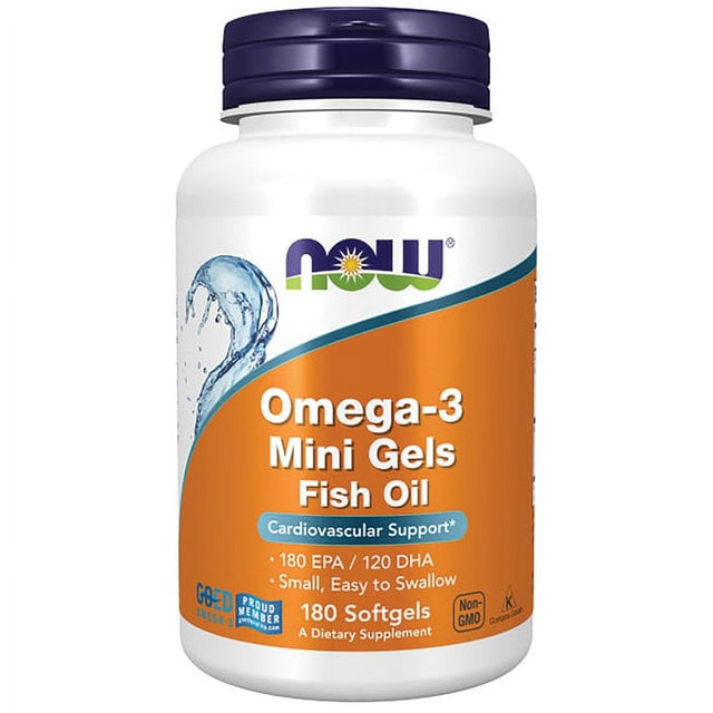 NOW Omega-3 Mini Softgels, 180 Ct