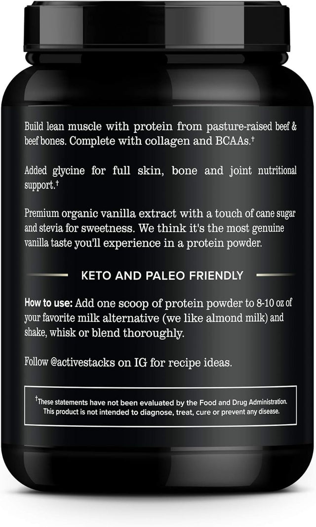 Beef Protein Powder, Vanilla - Dairy Free with Natural Collagen for Keto, Paleo, Bone Broth & Low Carb Diets, 2 Pound