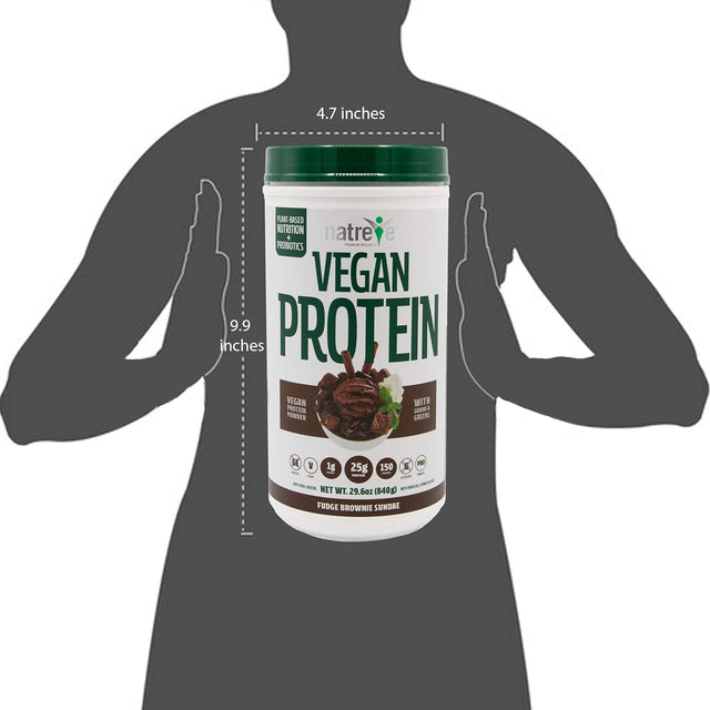 Natreve Vegan Protein Powder - Gluten Free Non-Gmo Whole Food Protein with Vegetables - 30Oz (Fudge Brownie Sundae)