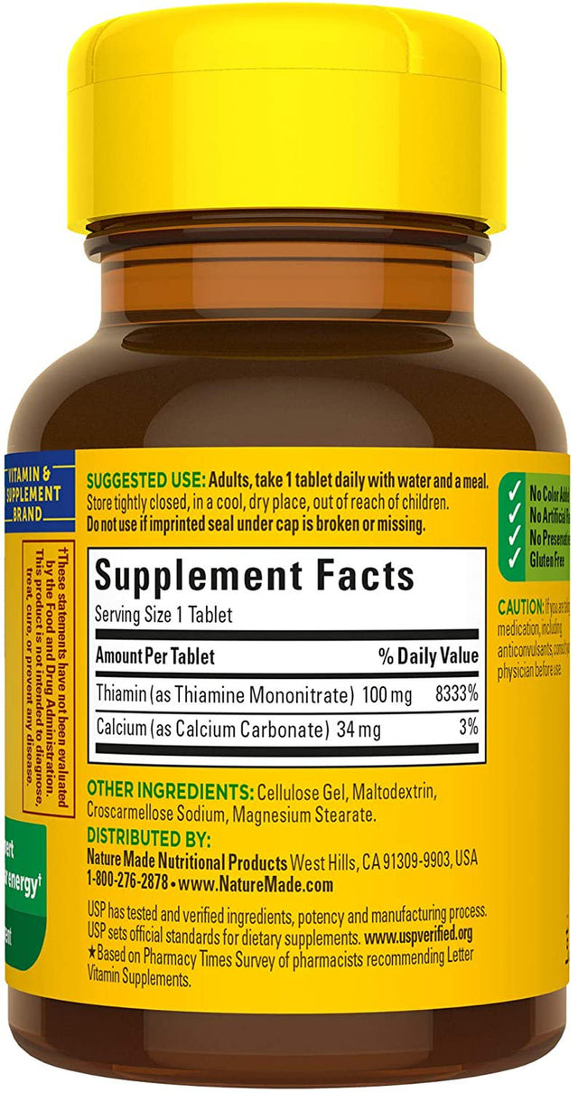 Nature Made Vitamin B-1 100 Mg Tablets 100 Tablets - (Pack of 2)