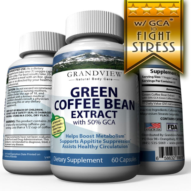 Green Coffee Bean W/Gca - Helps Suppress Appetite Boosts Metabolism Promotes Weight Loss Helps Control Blood Sugar Levels Heart Healthy