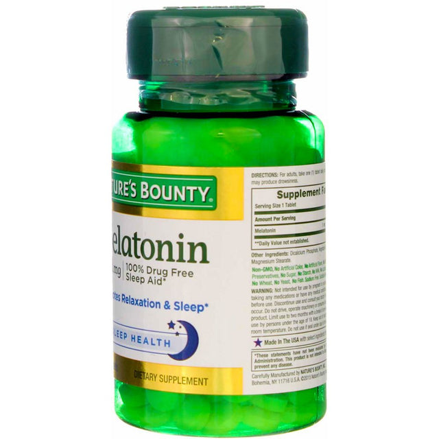 Nature'S Bounty Sleep Health Melatonin Tablets, 1 Mg, 180 Ct