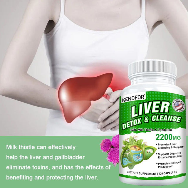 KENOFOR Liver Cleanse Detox & Repair for Liver Detoxification, Digestion and Cleansing - Liver Support Supplement with Milk Thistle, Turmeric, Ginger, Dandelion and More.