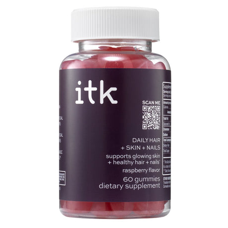 ITK Daily Hair + Skin + Nails Supplement Gummies with Biotin | Raspberry | 30-Day Supply, 60 Ct