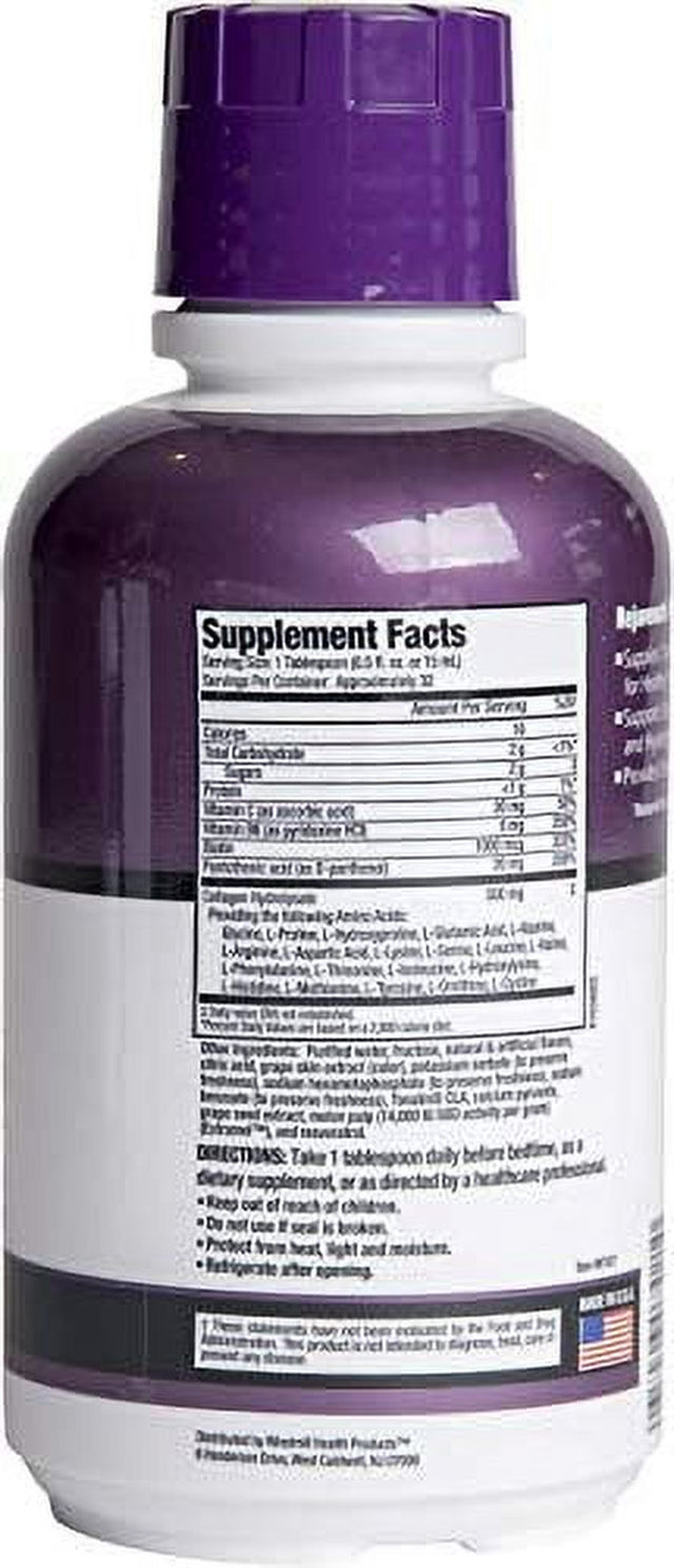 Rejuvicare Liquid Collagen Beauty Formula with Amino Acids, Protein and Biotin, Delicious Grape Flavor, Purple 16 Oz ,32 Servings