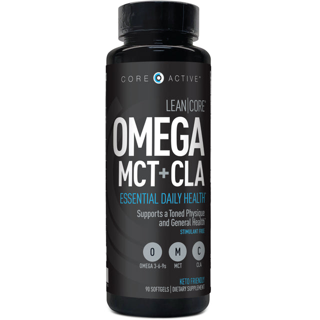 LEAN CORE OMEGA MCT + CLA - Stimulant Free Health & Wellness Formula, Lean Muscle & Toned Physique, Omega 3-6-9 Fatty Acids - Flaxseed Fish Oil- Coconut Oil- Keto Friendly 30 Day Supply (90 Softgels)