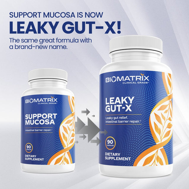 Biomatrix Leaky Gut, IBS Supplement W/ L-Glutamine, Turmeric Root - Support Mucosa | 90 Caps