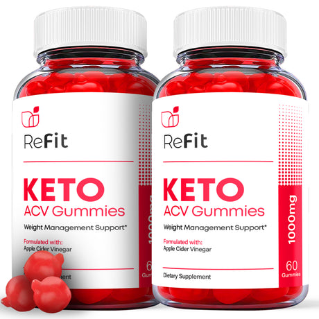 (2 Pack) Refit Keto ACV Gummies - Supplement for Weight Loss - Energy & Focus Boosting Dietary Supplements for Weight Management & Metabolism - Fat Burn - 120 Gummies