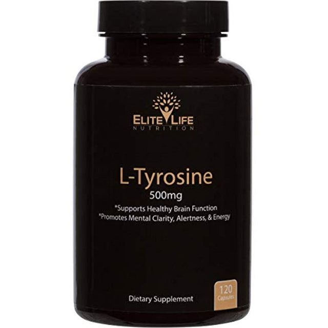 L-Tyrosine 500Mg - Best Tyrosine Supplement - Pure, Natural, and Vegan Amino Acid - Supports Healthy Brain Function, Stress, and Mood, plus Optimum Mental Clarity, Alertness, and Energy - 120 Capsules