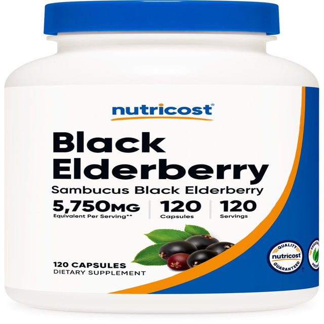 Nutricost Black Elderberry Vegetarian Capsules 575Mg (120 Capsules) - Gluten Free and Non-Gmo Supplement