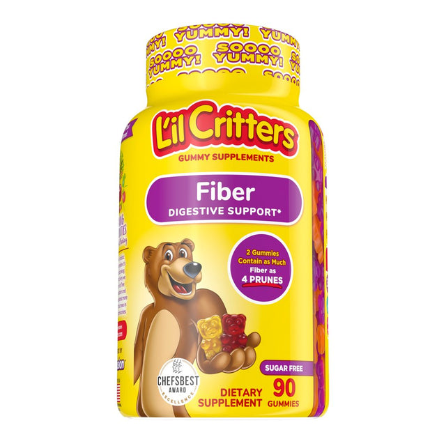 L’Il Critters Fiber Daily Gummy Supplement for Kids, for Digestive Support, Berry and Lemon Flavors, 90 Gummies