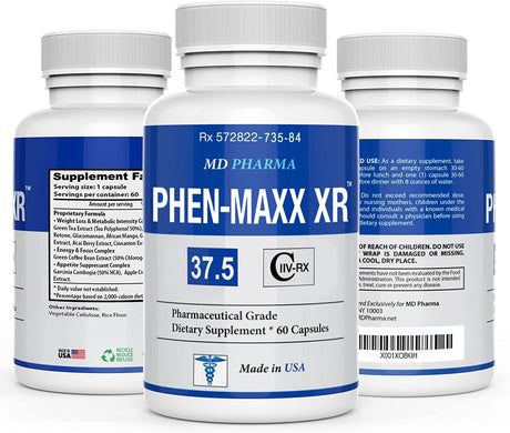 PHEN-MAXX XR 37.5 ® (Pharmaceutical Grade OTC - over the Counter - Weight Loss Diet Pills) - Advanced Appetite Suppressant - Increase Energy - Clinically Proven Ingredients