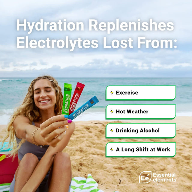 Essential Elements Hydration Packets - Electrolytes Powder Packets Sugar Free - 24 Stick Packs of Electrolytes Powder No Sugar - Electrolyte Water Drink Mix with ACV & Vitamin C - Variety Pack