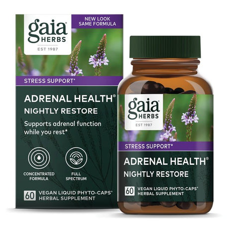 Gaia Herbs Adrenal Health Nightly Restore 60 Vegan Caps