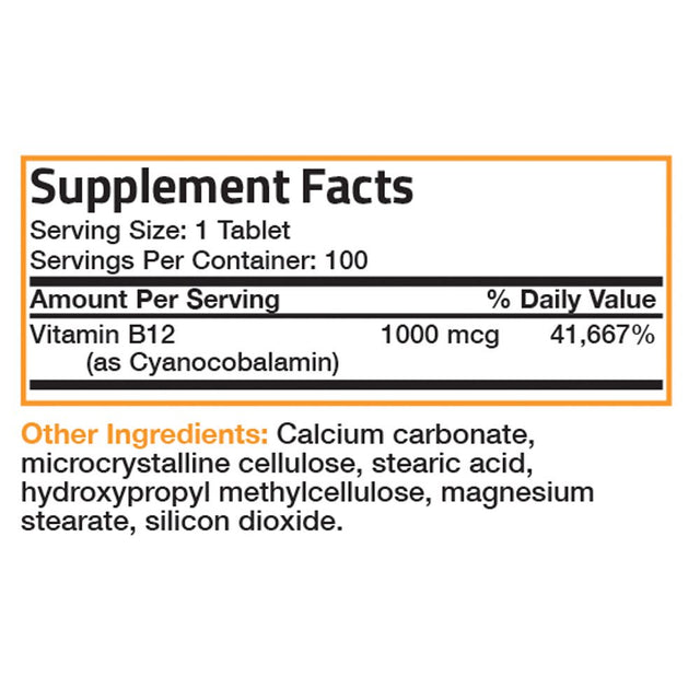 Bronson Vitamin B12 Sustained Release Non-Gmo Premium Formula, 100 Tablets